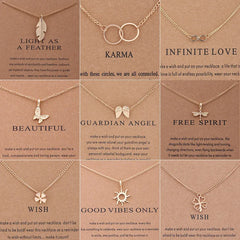 New Trendy Alloy Cute Elegant Sun Love Star Leaves Clover Unicorn Luck Pendant Necklaces for Women Fashion Accessories Jewelry