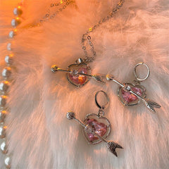 Cupid Heart Necklace and Earrings