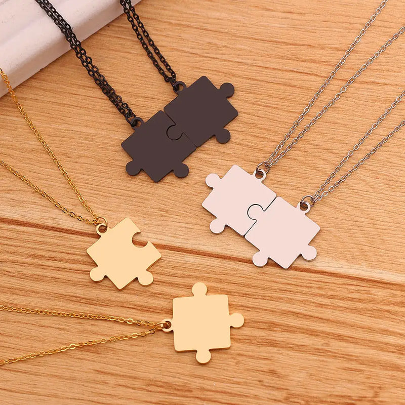 Matching Puzzle Piece Pendant Necklaces